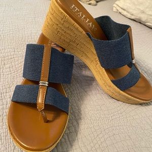 Italian blue and brown wedges.